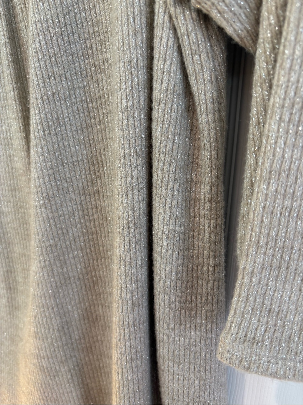 Ruby Rd. Taupe Ribbed V-Neck Top with Ring Detail - Picture 2 of 5